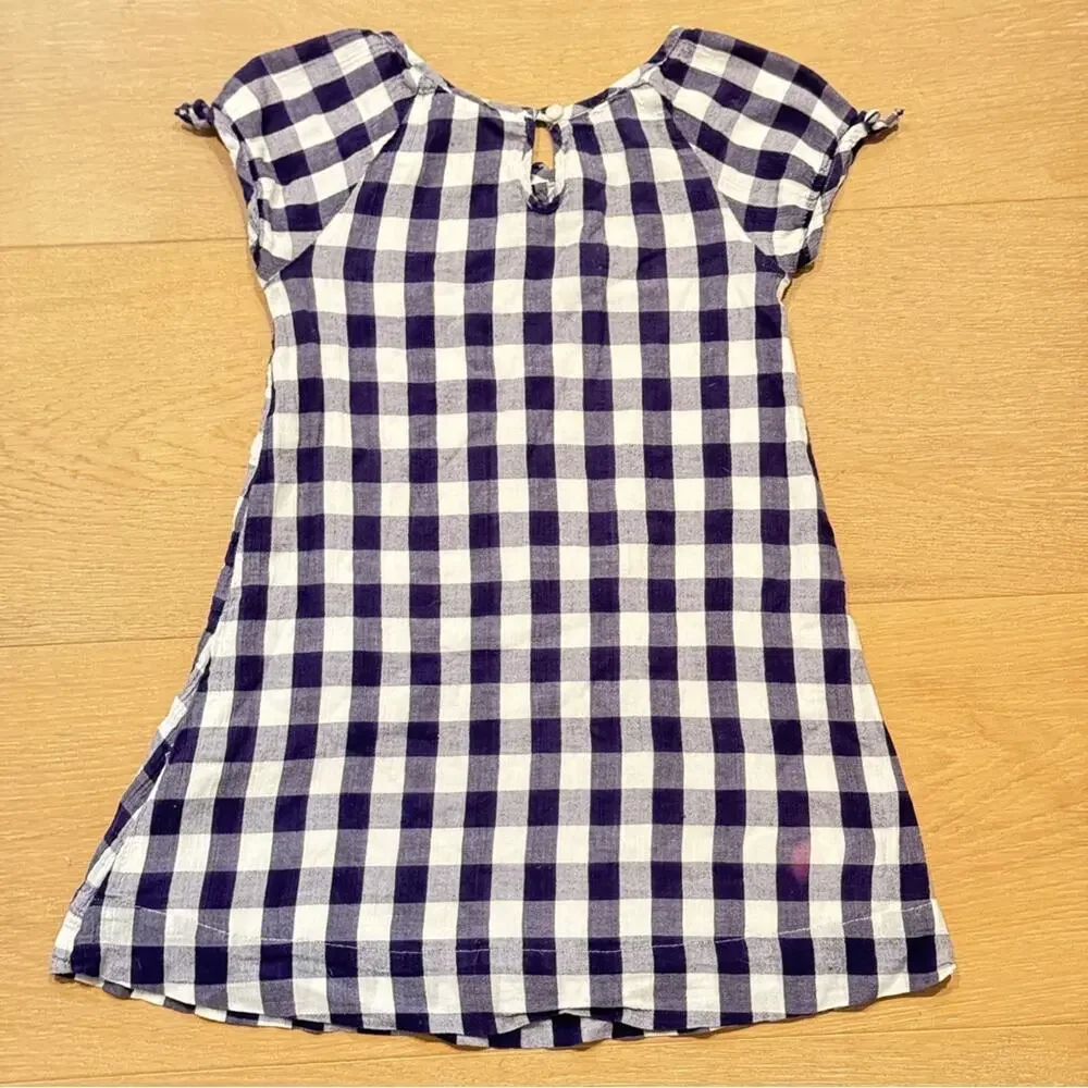 Mini Boden Blue & White shortsleeve Gingham country prairie Dress Size 5-6